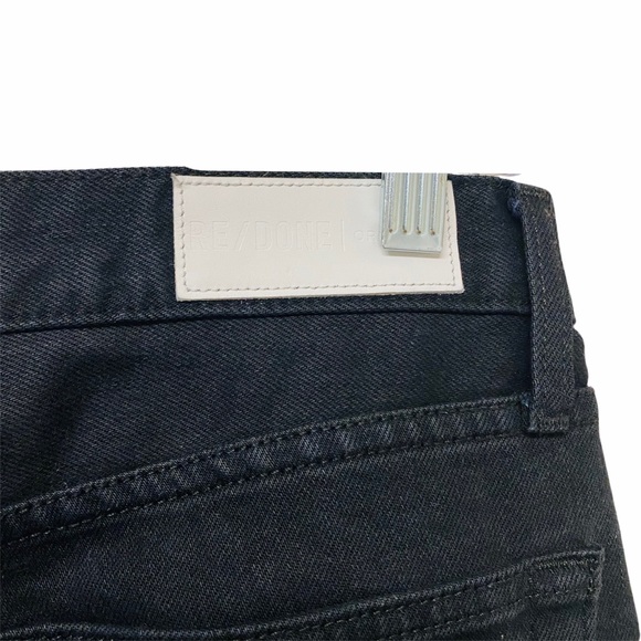 Re/Done High Rise Button Front Raw Hem Black Jeans - Picture 6 of 8